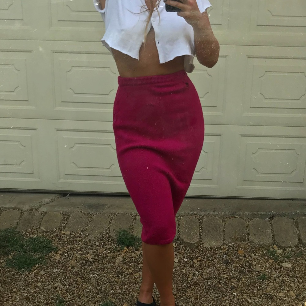 Vintage pink sweater skirt.